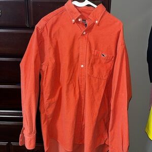 Vineyard Vines Bright Orange Corduroy Button-Down Shirt - Lg